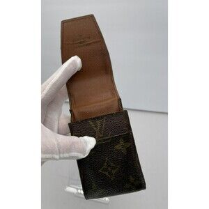 Authentic Louis Vuitton Brown Monogram Cigarette Tobacco Case Versatile case